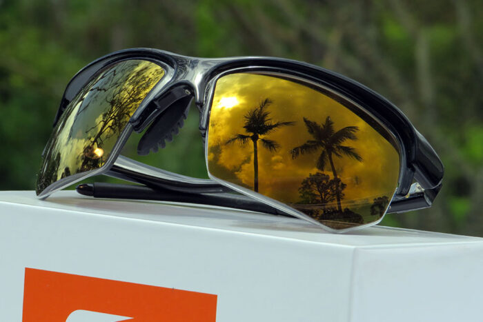 Lightning Lens in Black Frame, Gold Mirror Finish